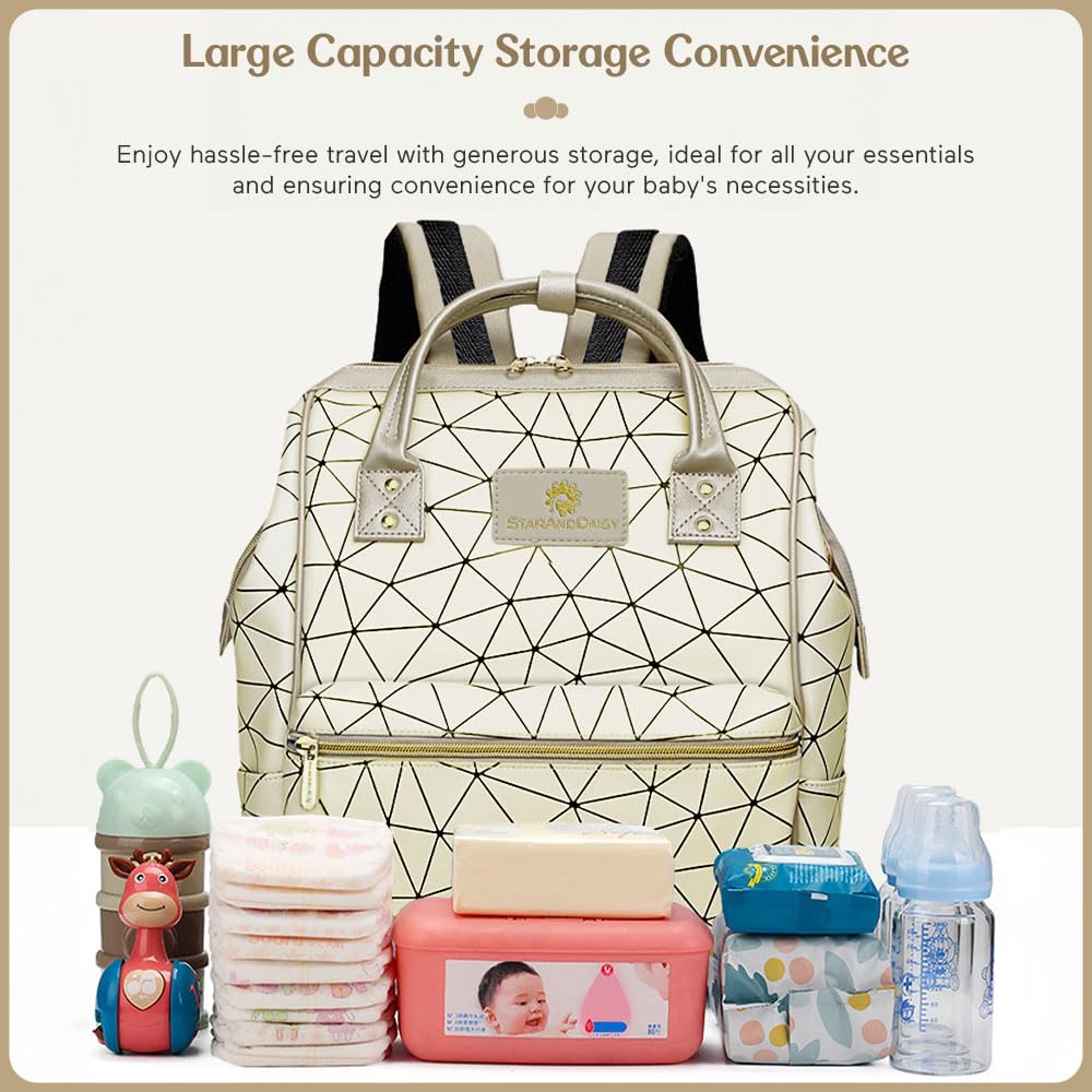 StarAndDaisy Diaper Bag/Backpacks for Mother- Maternity Bags for Baby with Multi Compartments, Stylish, Waterproof & Travel Friendly, Lightweight.(Beige)