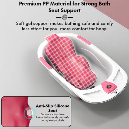 StarAndDaisy Baby Bath tub for 0 to 5 Years with Temperature Sensor/Bath Tub for Kids with Anti-Slip Legs/Bathtub for Baby with Baby Bather Without Wheel(White-Pink)