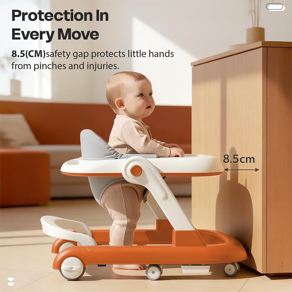 StarAndDaisy Baby Walker for 6-18 Month Baby Boy & Girl/Height Adjustment, Speed Control/Baby Walker for Kids with Safety Wheels and Comfortable Seat (Wiggle W-Orange)