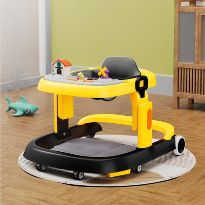StarAndDaisy Elegant Baby Walker 6-18months / Walker for Kids Girl Boy with Anti Fall Brake Pads, 3 Speed Height Adjustment, Multi-Level Seat Adjustment, Recreational Music Toy Bar (Yellow Black)