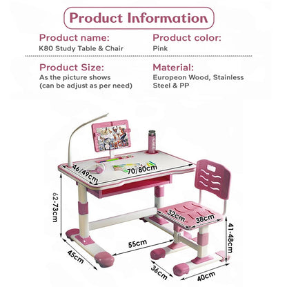 StarAndDaisy Study Table for Kids 5-12years Boys Girls, Multi-Functional Study Table for Kids | Adjustable Angle Table with Storage (Pink)