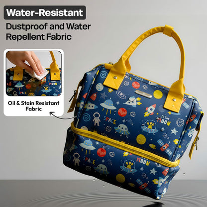 StarAndDaisy Travel Diaper Bag for Mothers – Stylish Handcrafted Bag with Insulated Compartment, Multiple Pockets & 12L Enhanced Capacity for Newborn Essentials - Space Print