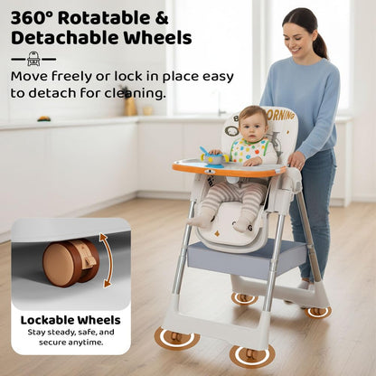 StarAndDaisy Galaxy Star High Chair for Baby 6 Months to 5 Years / 6 in 1 Baby Feeding Chair with 7 Level Height Adjustment / 3 Mode Seat Adjustment/Baby High Chair with One Click Fold