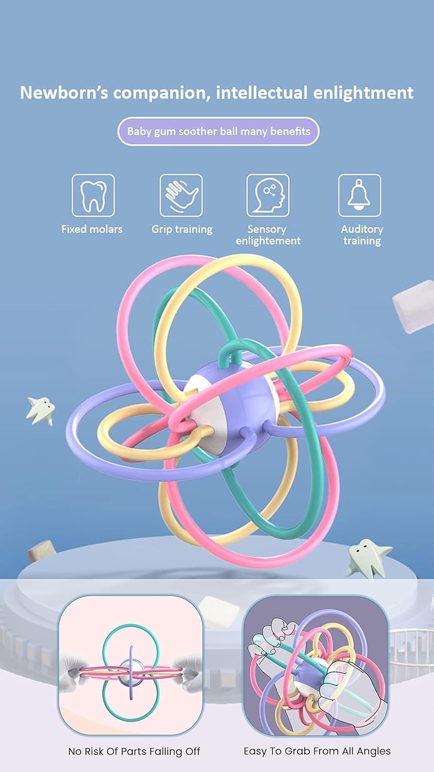 StarAndDaisy Soft Silicone Teether for 6 to 12 Months, Baby Teether Toys for Baby 6-12 Months Kids, Soft Silicone & BPA Free (Mesh - MultiColorN)