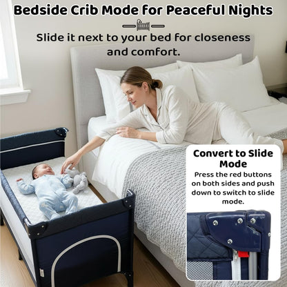 StarAndDaisy Cradle for new Born Baby Cradle for 0 to 3 Year Baby, Convertible playpen with Wheels,Storage Basket & Mosquito net Baby Sleeping Cradle/Bedside Bassinet - Assorted Colour