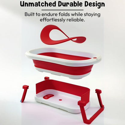 StarAndDaisy Baby Bath Tub for 0 to 5 Years/Bath Tub for Kids 0-3 Years, Tub for Girls & Boys with oldable Legs, Easy to Store -Red