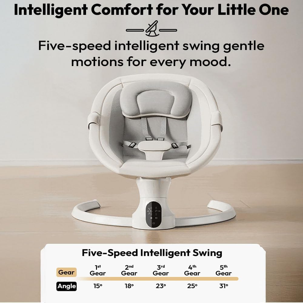 StarAndDaisy Swing Rocker for Baby with Automatic 5-Level Swing – Infant & Toddler Rocking Chair with 3-Level Adjustable Backrest, Baby Rocker with Remote Control -White