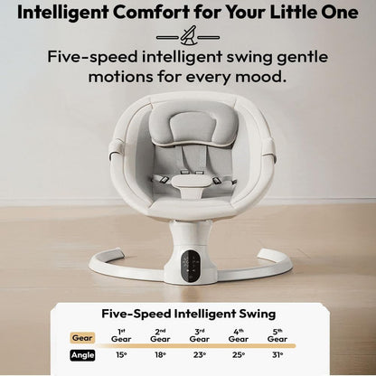 StarAndDaisy Swing Rocker for Baby with Automatic 5-Level Swing – Infant & Toddler Rocking Chair with 3-Level Adjustable Backrest, Baby Rocker with Remote Control -White