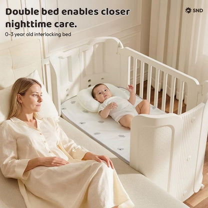 StarAndDaisy Baby Cot with Wheels / 100KG Heavy Duty PP Baby Crib/Waterproof & Termite Resistant/BPA-Free Newborn Baby Bed/Portable Infant Sleeping Cot -White