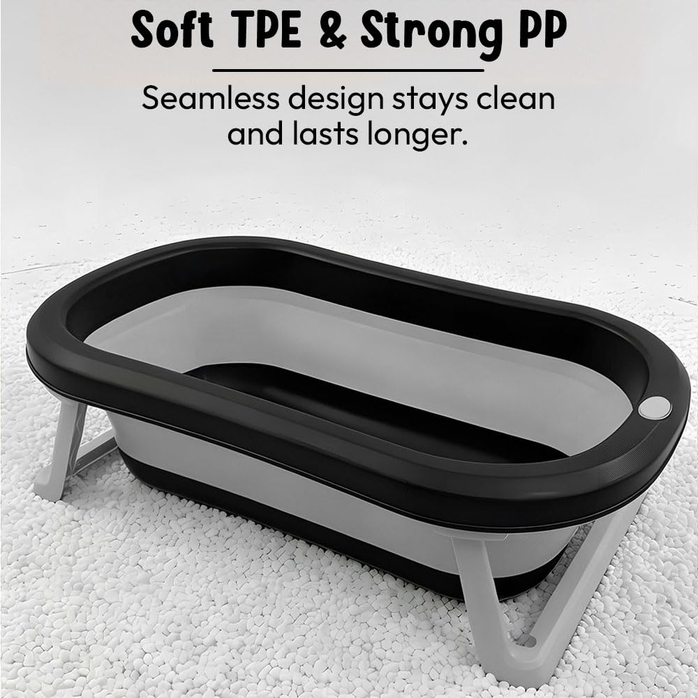 StarAndDaisy Baby Bath Tub for 0 to 5 Years/Bath Tub for Kids 0-3 Years, Tub for Girls & Boys with oldable Legs, Easy to Store -Black