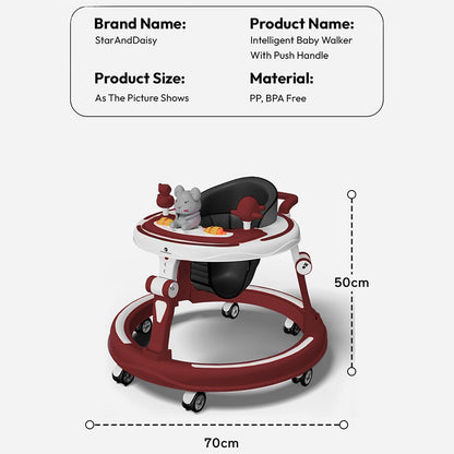 StarAndDaisy Baby Walkers 6-24 Month Boy & Girl / 360° Walker for Kids 1 Years with Multi Adjustable Height/Multi-Function Baby Walker with Anti-Rollover - (Red)