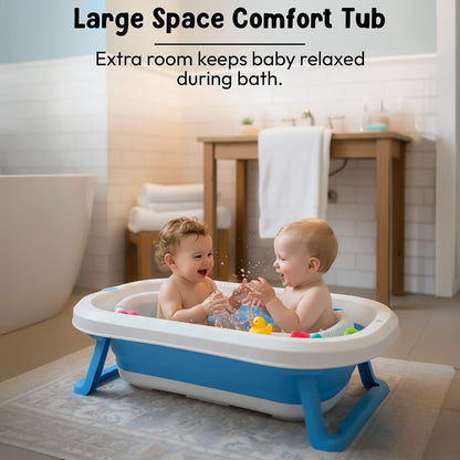 StarAndDaisy Baby Bath Tub for 0 to 5 Years/Bath Tub for Kids 0-3 Years, Tub for Girls & Boys with oldable Legs, Easy to Store -Dark Blue- White