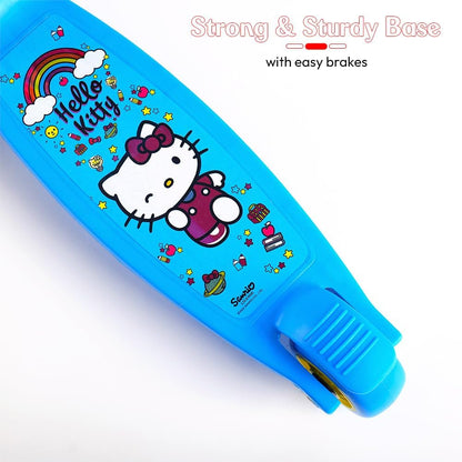 StarAndDaisy X Hello Kitty Kick Scooter for Kids 3+ Years, Foldable Skate Scooter for Children Girls & Boys with 4 Level Height Adjustment, LED Wheels & Brakes - Blue
