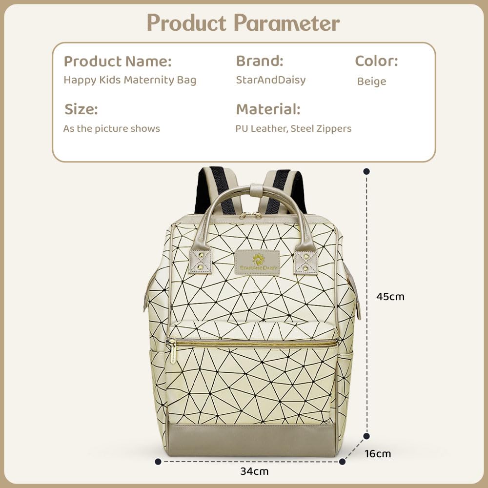 StarAndDaisy Diaper Bag/Backpacks for Mother- Maternity Bags for Baby with Multi Compartments, Stylish, Waterproof & Travel Friendly, Lightweight.(Beige)