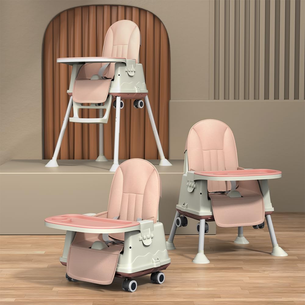 StarAndDaisy High Chair for Baby/Baby Feeding Chair for 0 to 5 Years with 4 in-1 Multifunctions/High Chair with Height Adjustable, Detachable Tray & One-Hand Adjustable - Grey