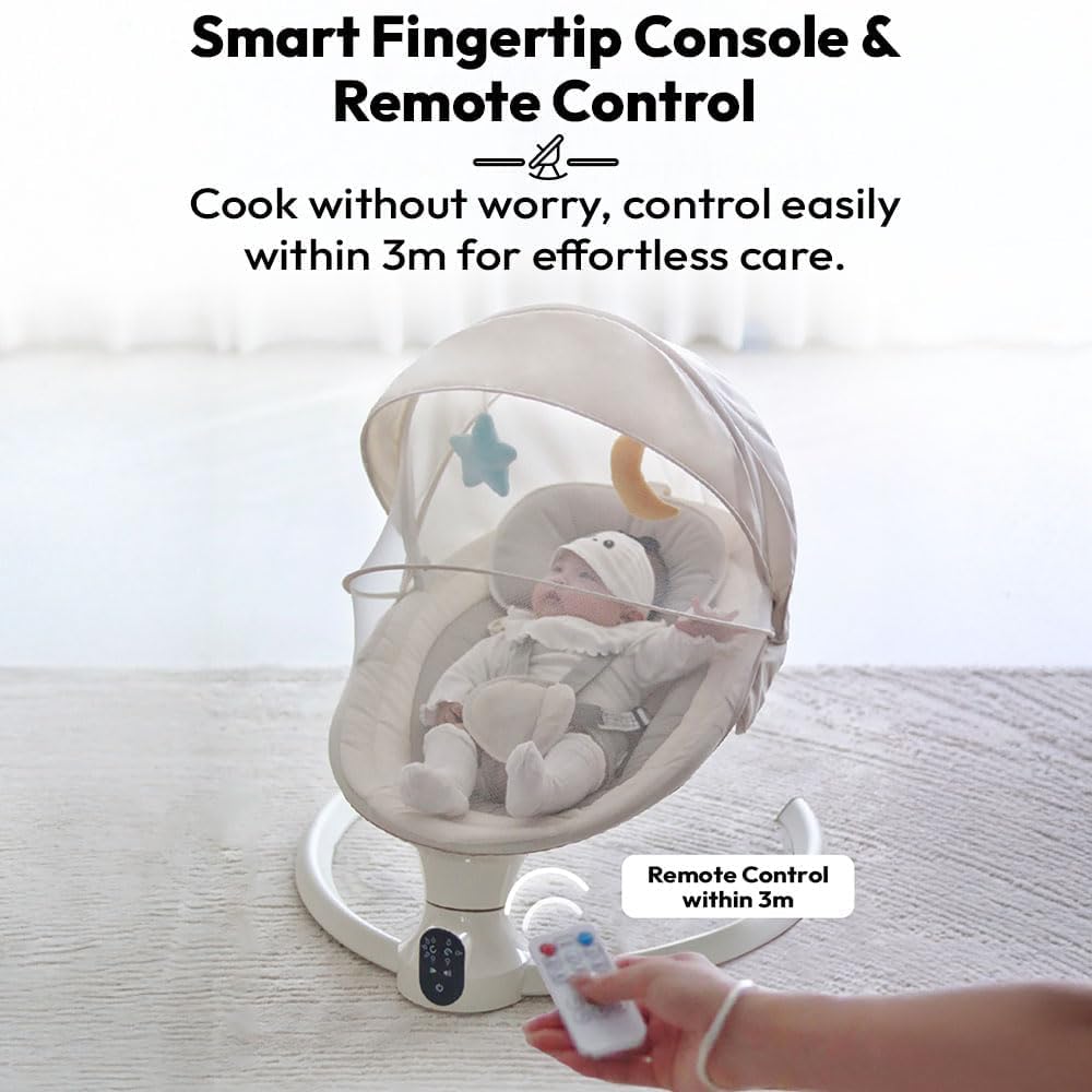 StarAndDaisy Swing Rocker for Baby with Automatic 5-Level Swing – Infant & Toddler Rocking Chair with 3-Level Adjustable Backrest, Baby Rocker with Remote Control -White