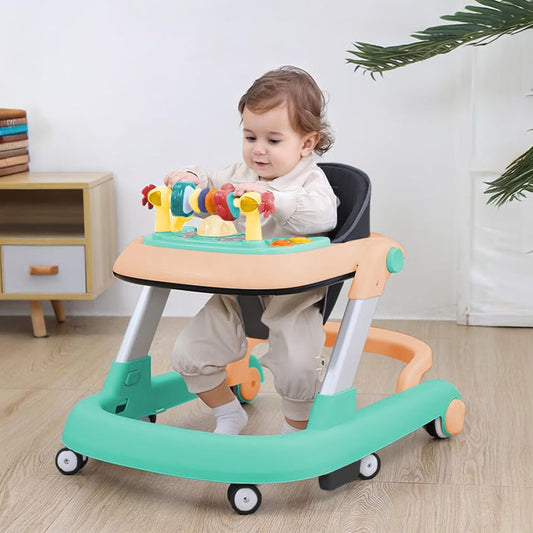 StarAndDaisy Baby Walkers for 6-24 Month Baby Boy Girl/Walker for Kids for 1 Years with Adjustable Height, Musical Tray. Peach green