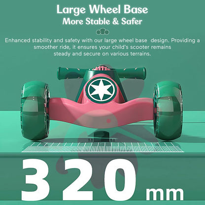 StarAndDaisy Scooter for Kids | Skating Scooter with 6 Level Adjustable Height | 3 Wheel Skates or Scooter for Kids 6-12 Years Boys & Girls (Green-Pink)