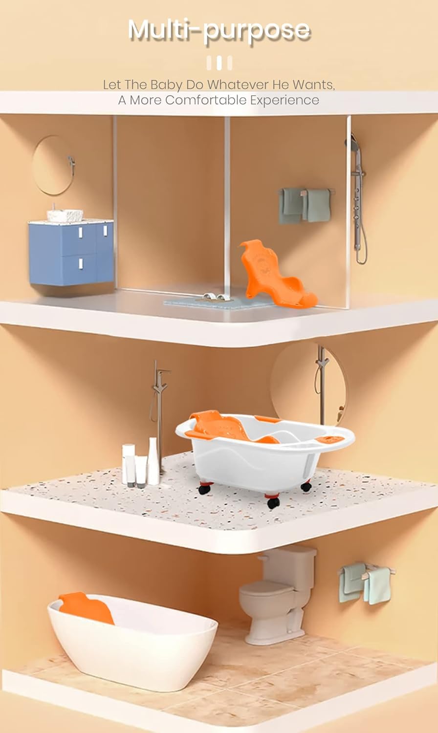 StarAndDaisy Baby Bather/Bath Chair Seat for New Born 0-12 Month Super Comfortable & Non-Slip Bathing Chair (Orange)