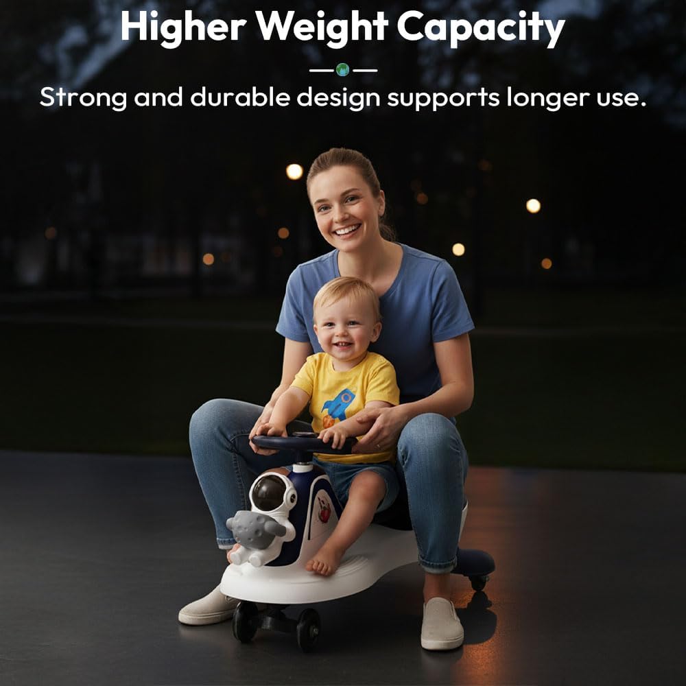 StarAndDaisy Baby Swing/Magic Car for Kids Toys for 2-5 Years boy & Girl with Backrest seat & Storage, 360° Swivel Steering Twister Ride-on/Wiggle car Toy - Red & Blue