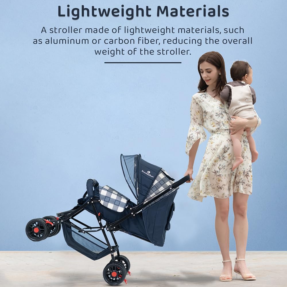 StarAndDaisy Baby Stroller for 0–3 Years, Foldable Baby Stroller/Pram with Mosquito Net, Large Storage Basket, 5 Point Safety Harness