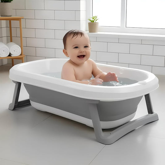 StarAndDaisy Baby Bath Tub for 0 to 5 Years/Bath Tub for Kids 0-3 Years, Tub for Girls & Boys with Foldable Legs, Easy to Store -Grey