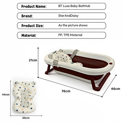 StarAndDaisy Bath Tub for Baby 0-3 Years/Foldable Bath tub for Kids with Cushion, Space Saving Design, Newborn Baby Folding Bathing Tub Girls & Boys, Easy to Store -Green Pink