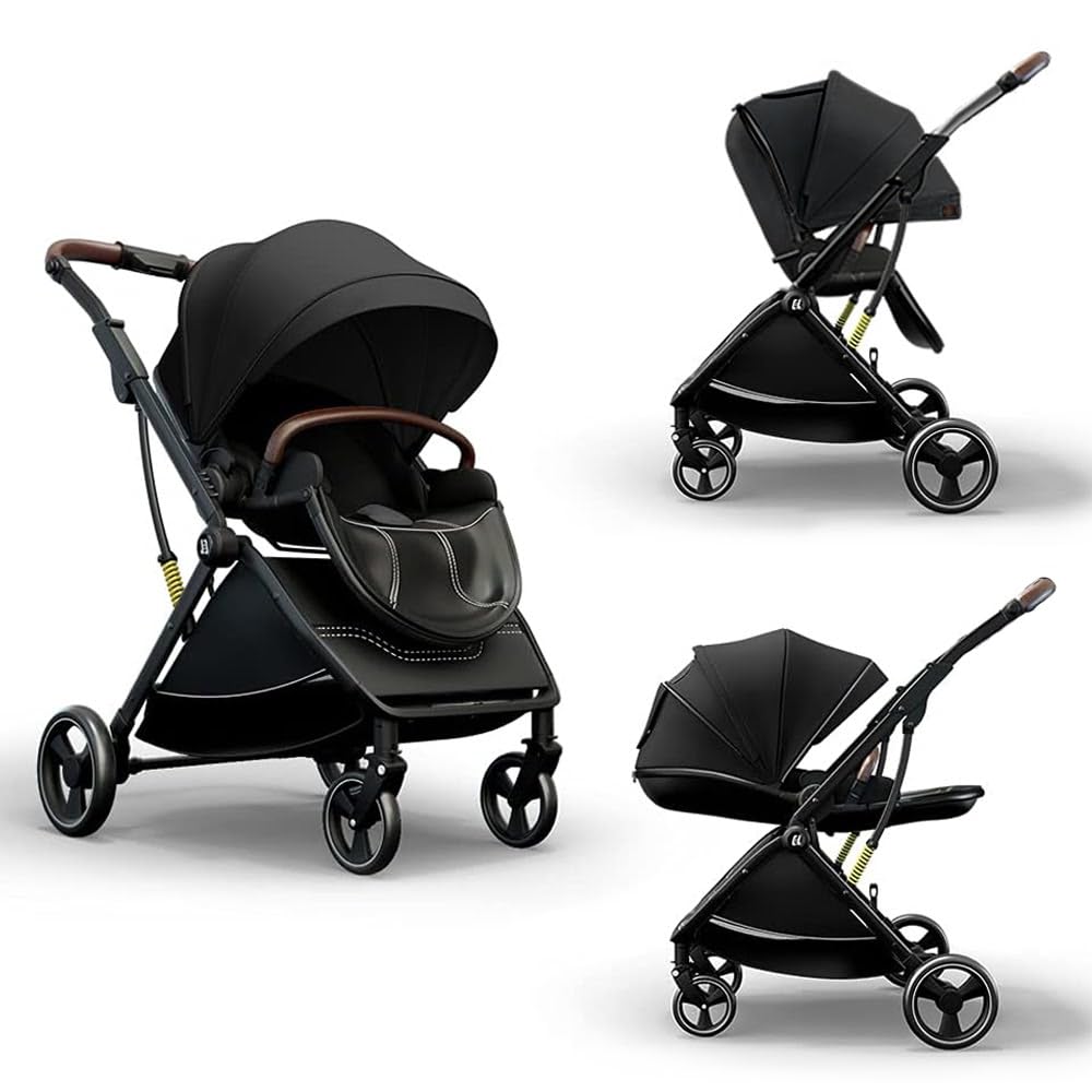 StarAndDaisy Coballe Baby Stroller, 2 in 1 High Landscape Convertible Reversible Bassinet Pram for Infant, Foldable Aluminum Alloy Pushchair with Adjustable Backrest, 3D Suspension (Green)
