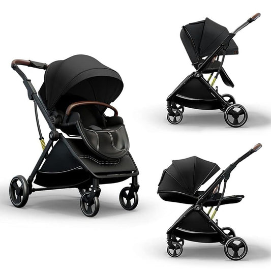 StarAndDaisy Coballe Baby Stroller, 2 in 1 High Landscape Convertible Reversible Bassinet Pram for Infant, Foldable Aluminum Alloy Pushchair with Adjustable Backrest, 3D Suspension (Green)