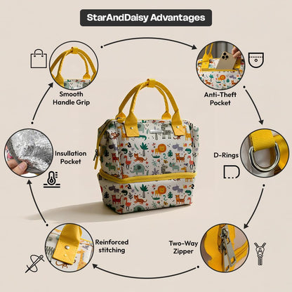 StarAndDaisy Bag for Mothers for Travel, Newborn Baby Diaper Bags with Insuleted Compartment & Multiple Pockets, 12 Liter Enhanced Capacity, Aesthetically Handcrafted with Love & Cuteness