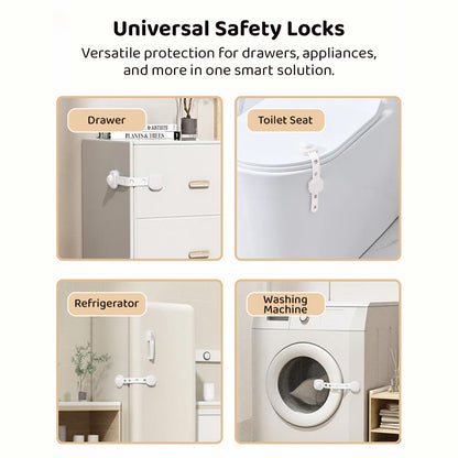 StarAndDaisy Baby Proofing Safety Locks, Adjustable Furniture Locks for Drawers, Fridge, Cupboards, Easy Install & Remove with Adhesive Pasting (Large, 4)