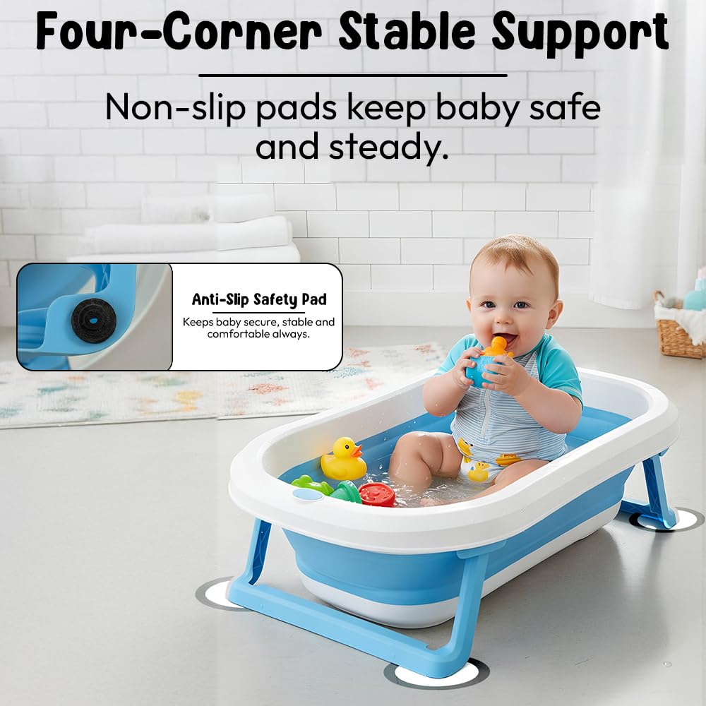 StarAndDaisy Baby Bath Tub for 0 to 5 Years/Bath Tub for Kids 0-3 Years, Tub for Girls & Boys with Foldable Legs, Easy to Store -Sky Blue