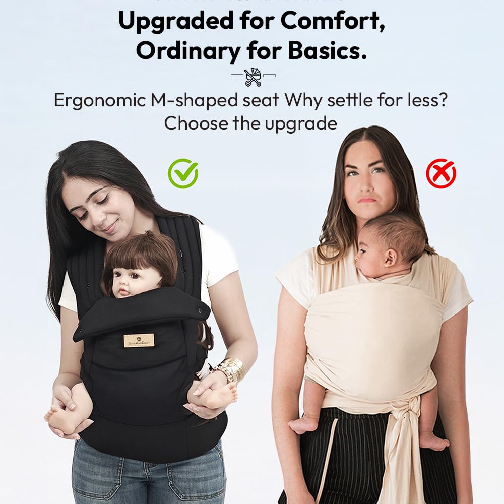 StarAndDaisy 4-in-1 Baby Carrier for 0 to 3 Year Baby/Kangaroo Bag with Comfortable Soft Hip Seat/Baby Carrier - 4 Carrying Positions with 2 Storage Pockets - Blue (Black)