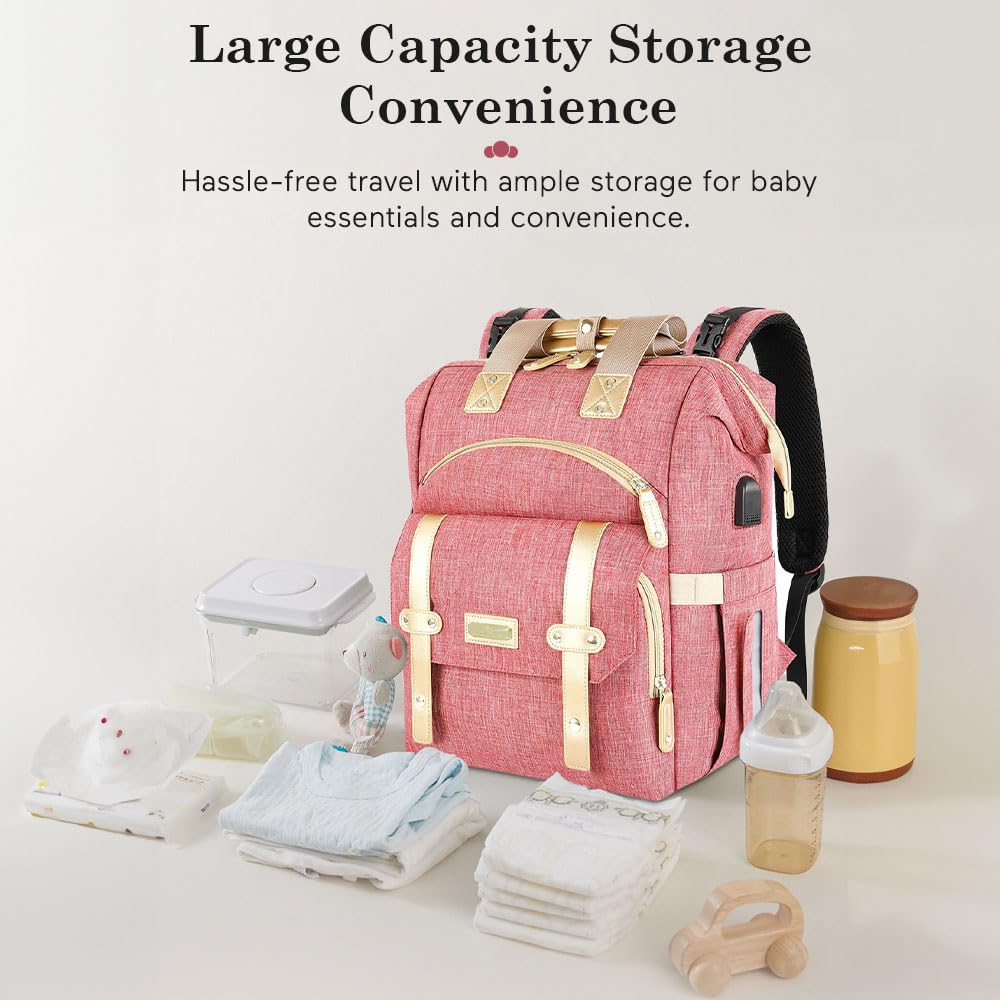 StarAndDaisy Diaper Bag/Backpacks for Mother- Maternity Bags for Baby with Multi Compartments & 2 Insulated Bottle Pocket, Stylish, Waterproof & Travel-Friendly, Lightweight - Pink