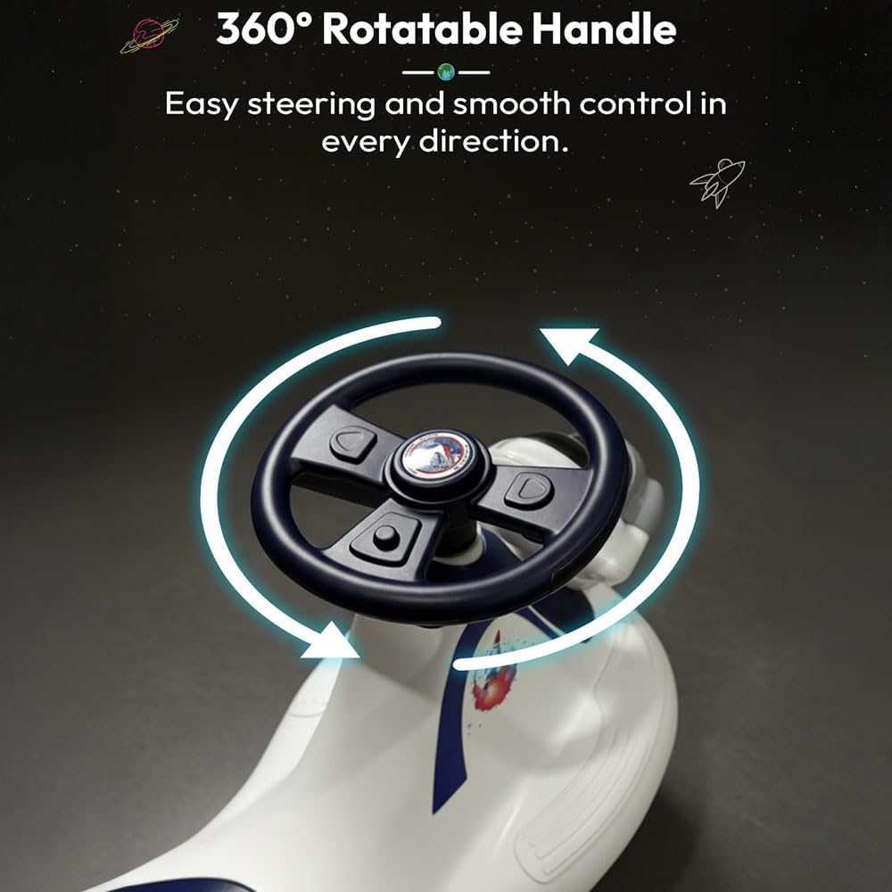StarAndDaisy Baby Swing/Magic Car for Kids Toys for 2-5 Years boy & Girl with Backrest seat & Storage, 360° Swivel Steering Twister Ride-on/Wiggle car Toy - Red & Blue