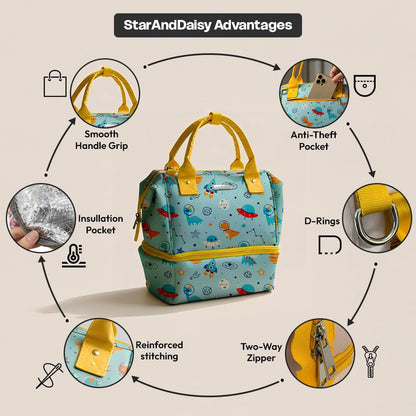 StarAndDaisy Baby Bag for Mothers Travel/Diaper Bags for Mom with Insulated Compartment/Diaper Bag for Mothers for Travel & Multiple Pockets, 12L Capacity- Dinosaur Print