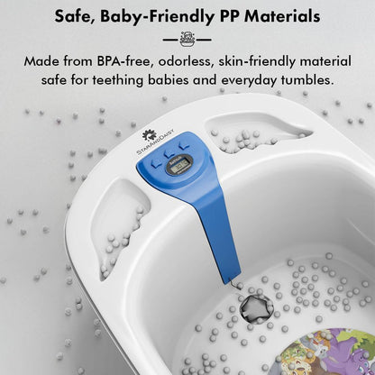 StarAndDaisy Baby Bath Tub for 0 to 5 Years/Bath Tub for Kids 0-3 Years/Infants Bathtub with Temperature Censor & Baby Bath Seat/Sling, Antislip Kids Bath Tub with Bath Chair -White Blue