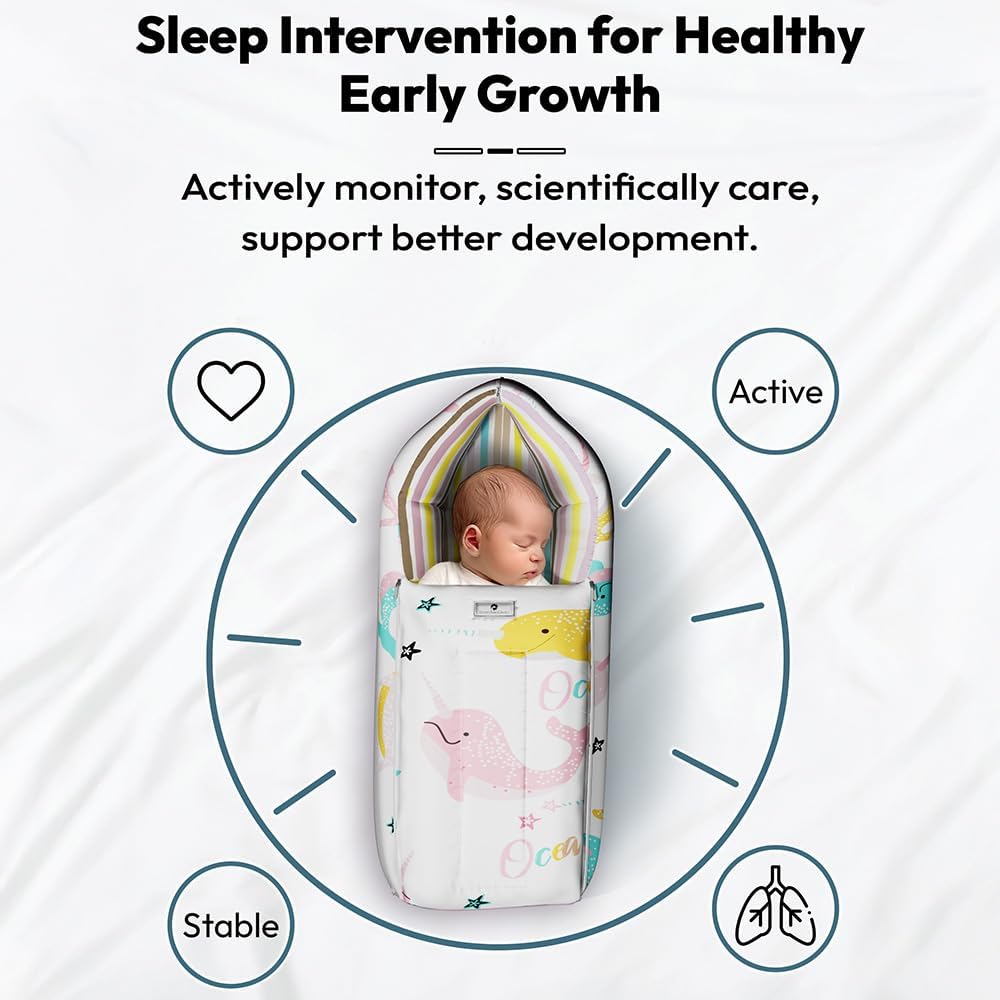 StarAndDaisy 2-in-1 Baby Sleeping Bag with Mosquito Net for Newborn/Soft & Breathable Cotton Sleeping Sack Cum Wrapper/Foldable Bag for Baby Protection/Infant (0-12 Months)-Ocean Print