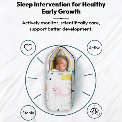 StarAndDaisy 2-in-1 Baby Sleeping Bag with Mosquito Net for Newborn/Soft & Breathable Cotton Sleeping Sack Cum Wrapper/Foldable Bag for Baby Protection/Infant (0-12 Months)-Ocean Print