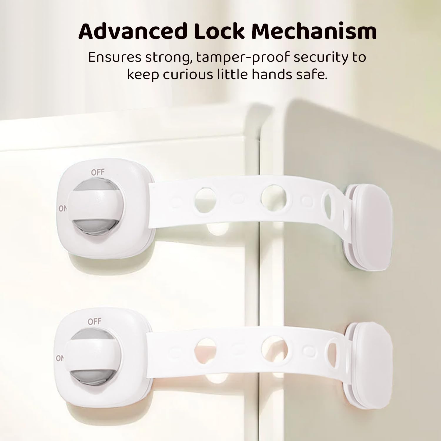 StarAndDaisy Baby Proofing Safety Locks, Adjustable Furniture Locks for Drawers, Fridge, Cupboards, Easy Install & Remove with Adhesive Pasting (Large, 4)