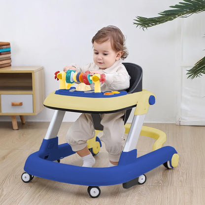 StarAndDaisy Baby Walkers For 6-24 Month Baby Boy Girl/Walker For Kids For 1 Years With Adjustable Height, Musical Tray/WalkerBaby With Brakes Prevant from Falling,Blue, Yellow