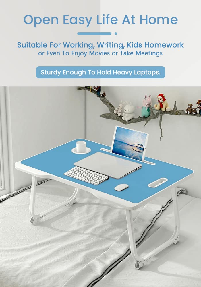 StarAndDaisy Baby Kids Foldable Study Desk/Baby Bed Table for Laptop and Study/Laptop Table Stand with Height Adjustable - USB-Grey1