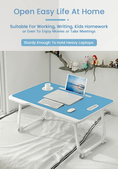 StarAndDaisy Baby Kids Foldable Study Desk/Baby Bed Table for Laptop and Study/Laptop Table Stand with Height Adjustable - USB-Grey1