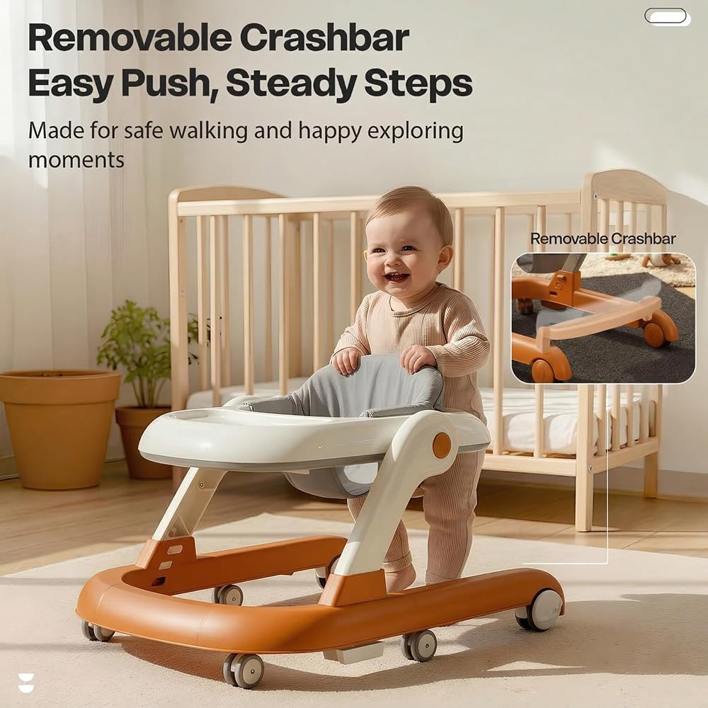 StarAndDaisy Baby Walker for 6-18 Month Baby Boy & Girl/Height Adjustment, Speed Control/Baby Walker for Kids with Safety Wheels and Comfortable Seat (Wiggle W-Orange)