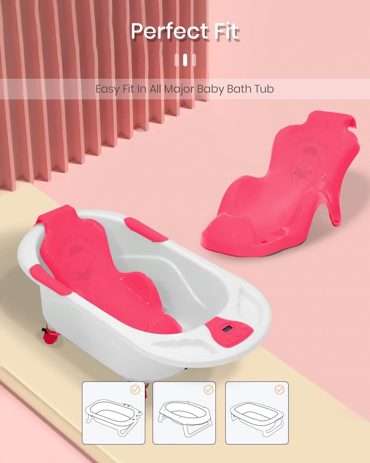 StarAndDaisy Baby Anti Slip Bather/Bath Seat for 0-18 Months for Infant/Toddler -Super Comfortable & Non Slip Bath Chair (Pink)