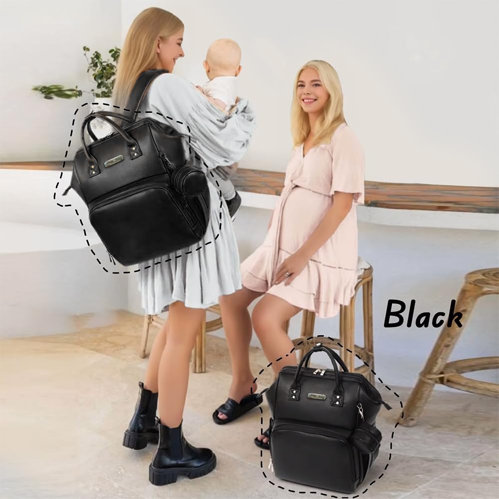 StarAndDaisy Diaper Bag for Mothers for Travel/Premium Vegan Leather Diaper Bag with Easy Acess Mobile Pocket, 26L Waterproof Baby Bag for Mother Travel with 16 Multipurpose Pockets