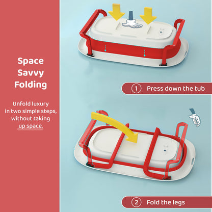 StarAndDaisy Baby Bath Tub for 0 to 5 Years/Bath Tub for Kids 0-3 Years, Newborn Baby Folding Bathing Tub Girls & Boys with Soap Tray, Easy to Store (BT-Red)