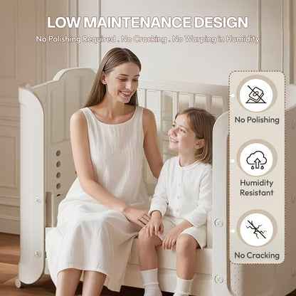 StarAndDaisy Baby Cot with Wheels / 100KG Heavy Duty PP Baby Crib/Waterproof & Termite Resistant/BPA-Free Newborn Baby Bed/Portable Infant Sleeping Cot -White