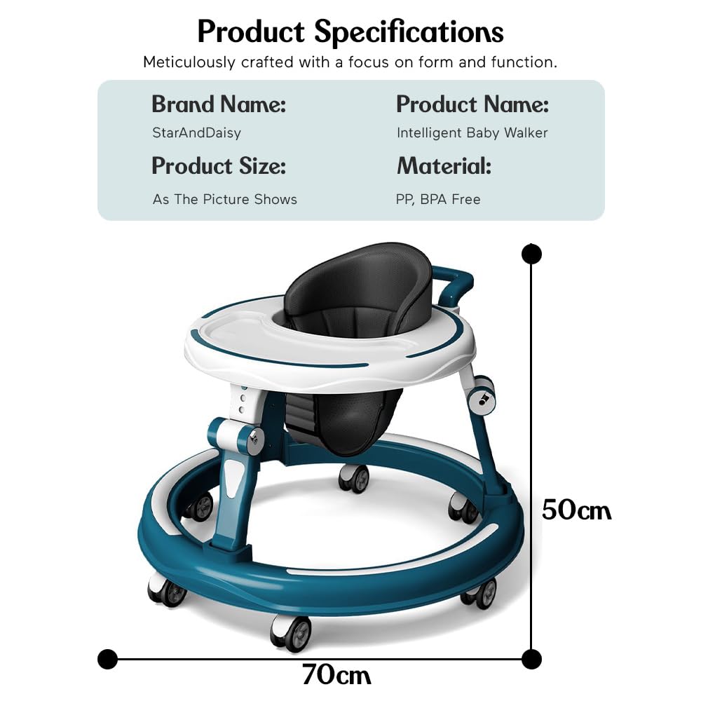 StarAndDaisy Baby Walkers 6-24 Month Boy & Girl / 360° Walker for Kids 1 Years with Multi Adjustable Height/Multi-Function Baby Walker with Anti-Rollover - (Blue)
