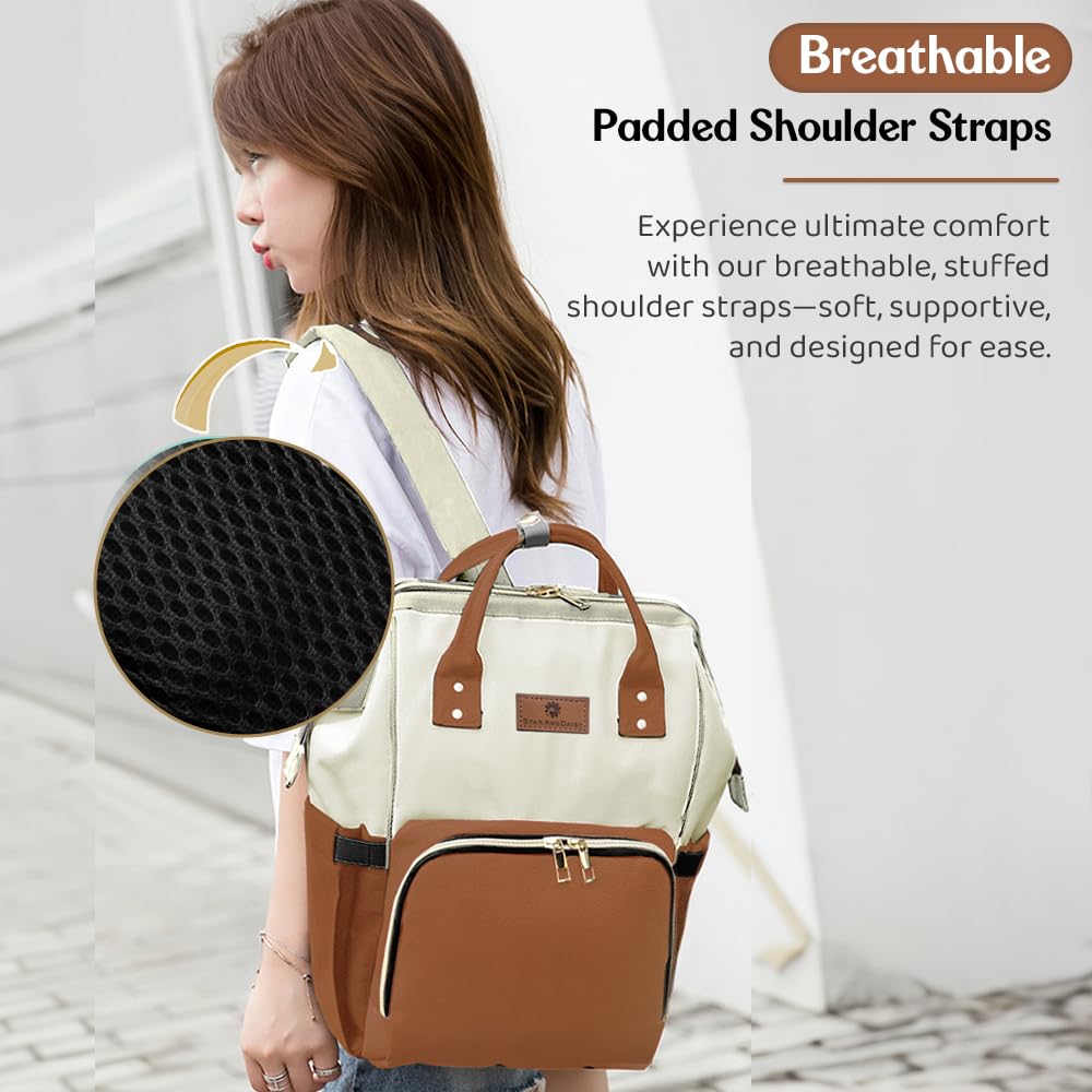 StarAndDaisy Diaper Bag for Mothers for Travel – 27L Lightweight Waterproof Leatherite Diaper Bag/Baby Bag for Mother Travel with 15 Multi-Purpose Pockets & Quick Access Diaper Pocket